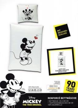 Partner Bettwäsche - 1x Mickey + 1x Minnie Mouse - Love - 135 x 200 cm - Baumwolle